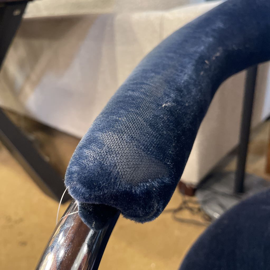 Anton Lorenz For Thonet Blue Velvet & Chrome Accent Chair