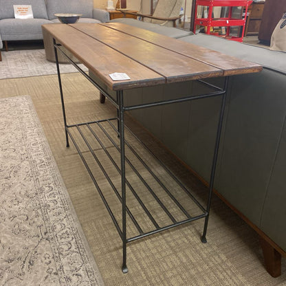 Rustic Iron & Wood Console Table