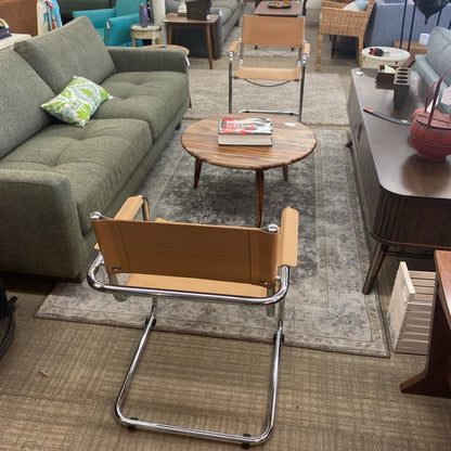 Tan & Chrome Bauhaus-style Breuer-esque Dining Armchair