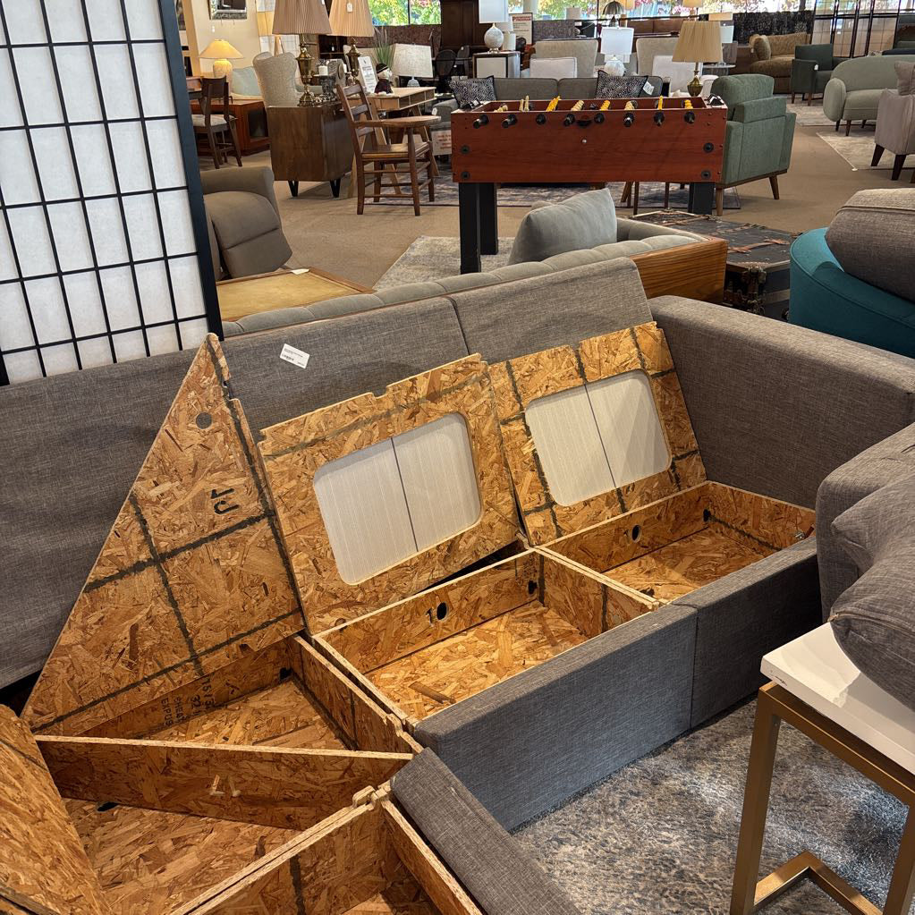Home Reserve Grey Storage Sectional U SECTIONALS CORNER