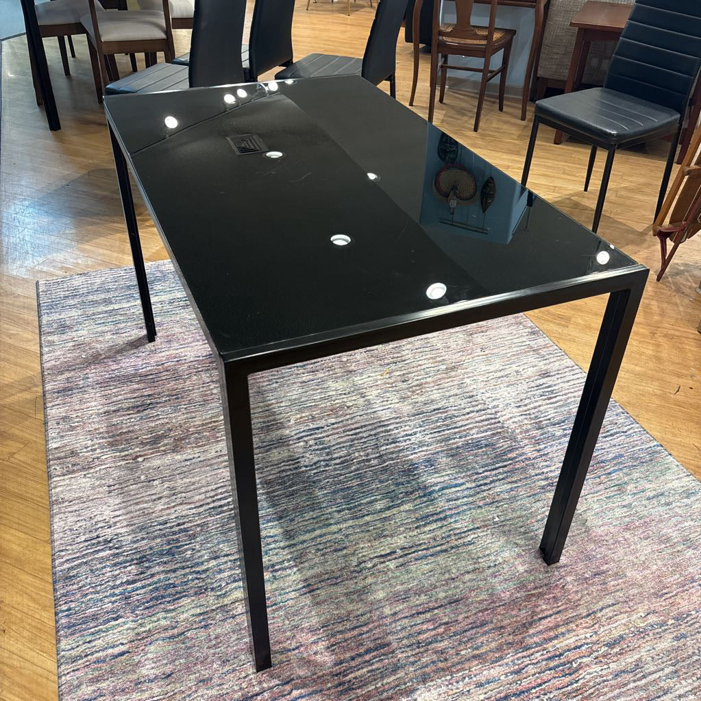 Black Metal & Glass Dining Table C DINING TABLES