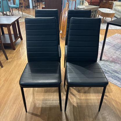Set of 4 Black Leather Dining Chairs C DINING CHAIRS