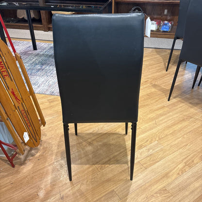 Set of 4 Black Leather Dining Chairs C DINING CHAIRS