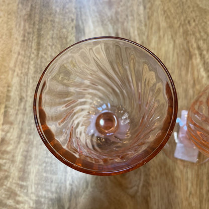 Pink Swirl Pedestal Wine Glass Set of 2 SMALLS