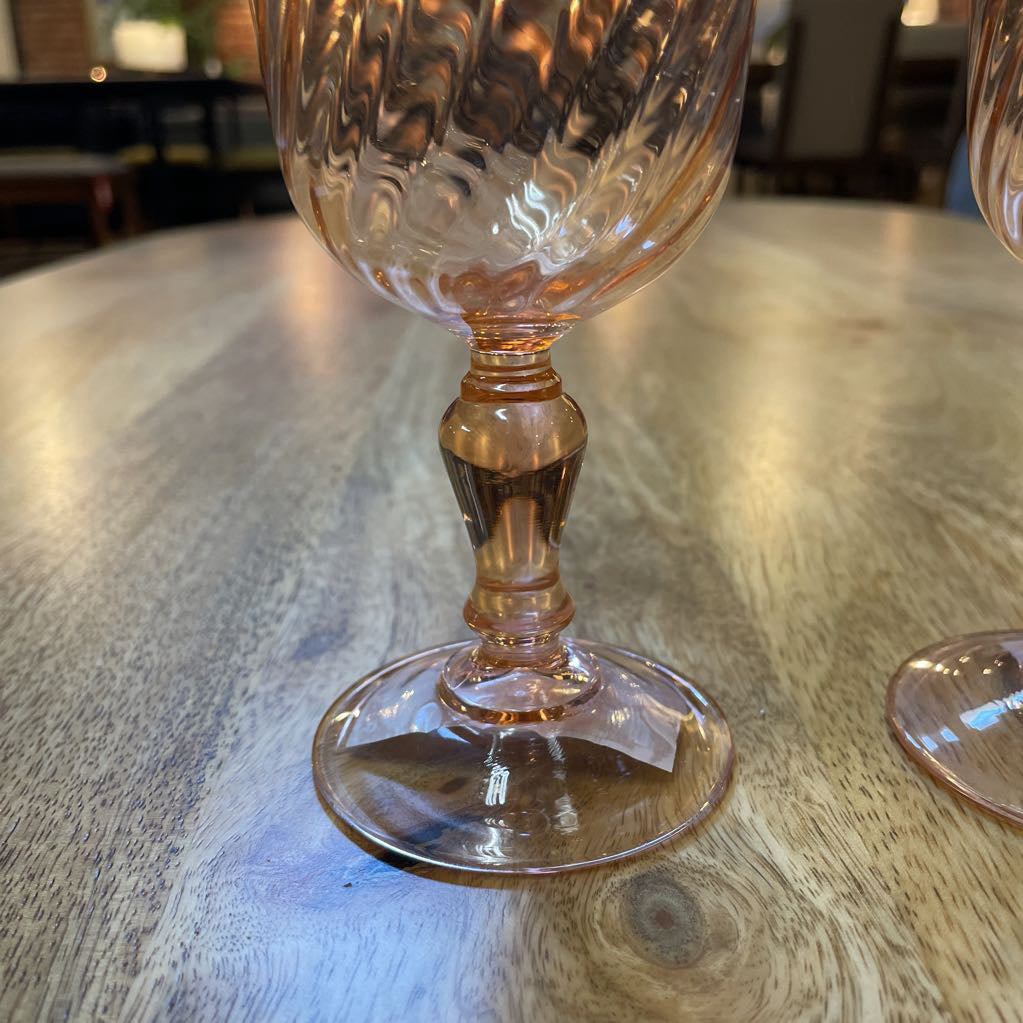 Pink Swirl Pedestal Wine Glass Set of 2 SMALLS