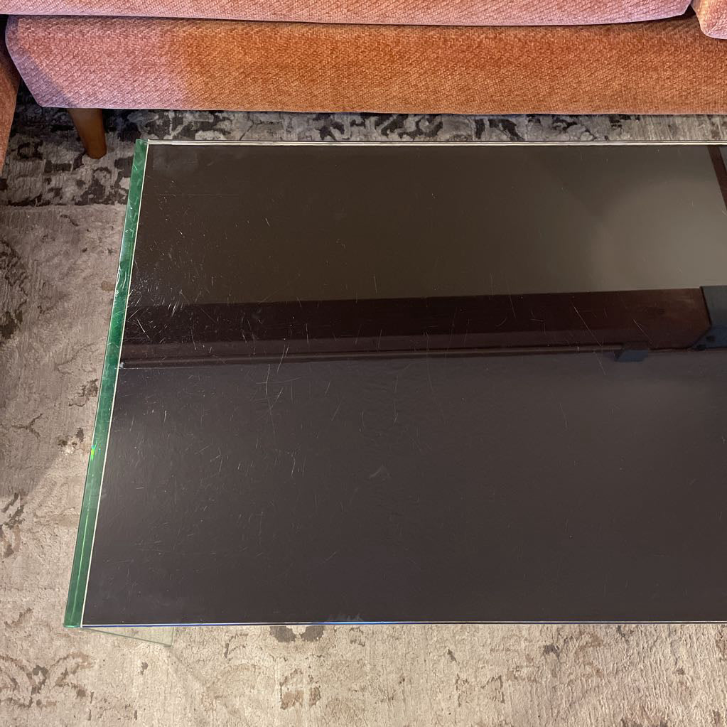 DWR Modern Black Glass Coffee Table