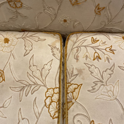Carved Wood VIctoria Style Sofa w/ Gold Floral Patterns