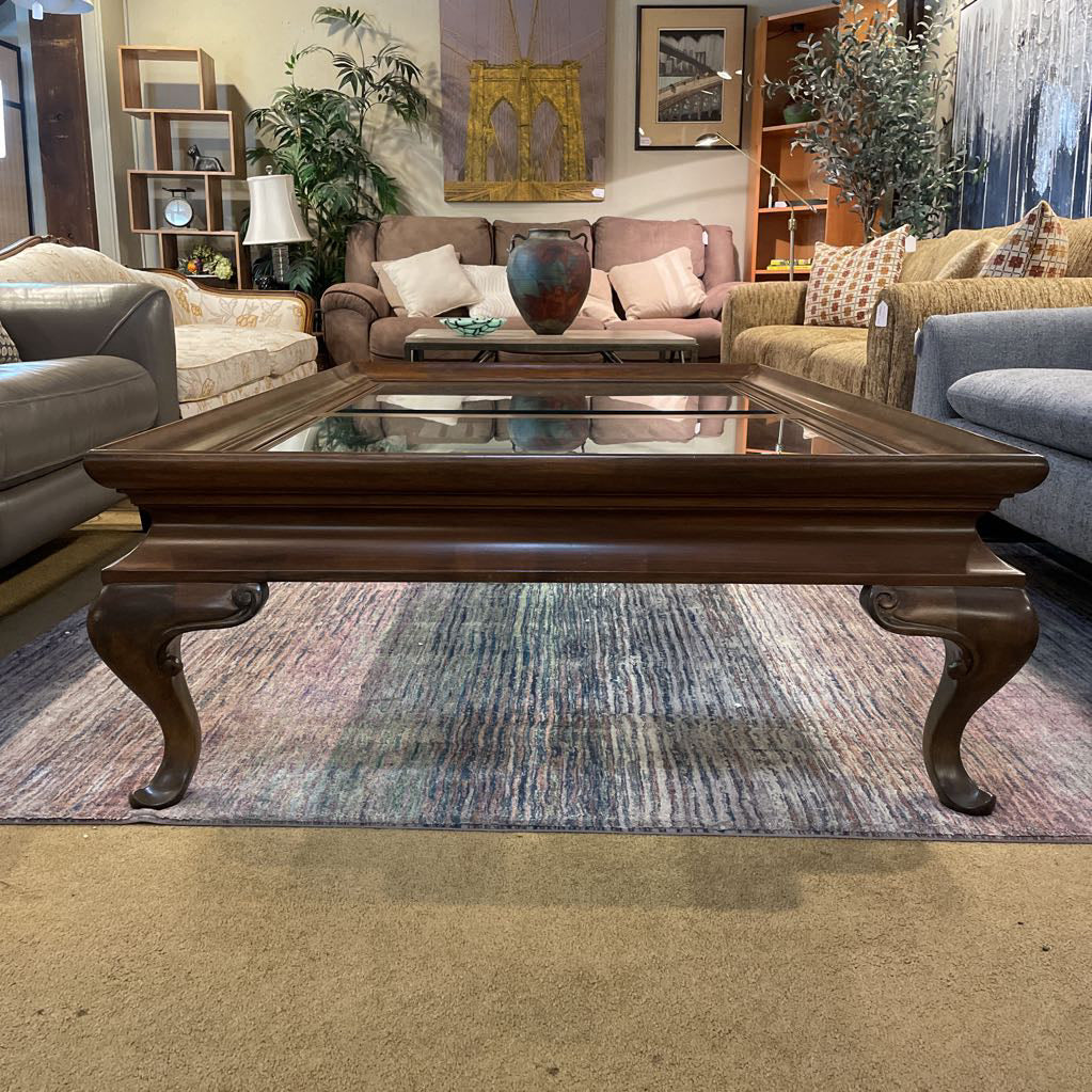 Wood & 2 Paned Beveled Glass Large Coffee Table C COFFEE TABLES