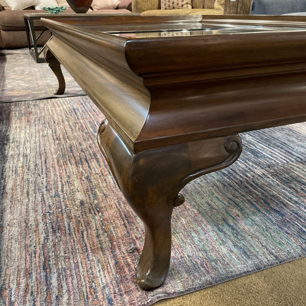 Wood & 2 Paned Beveled Glass Large Coffee Table C COFFEE TABLES