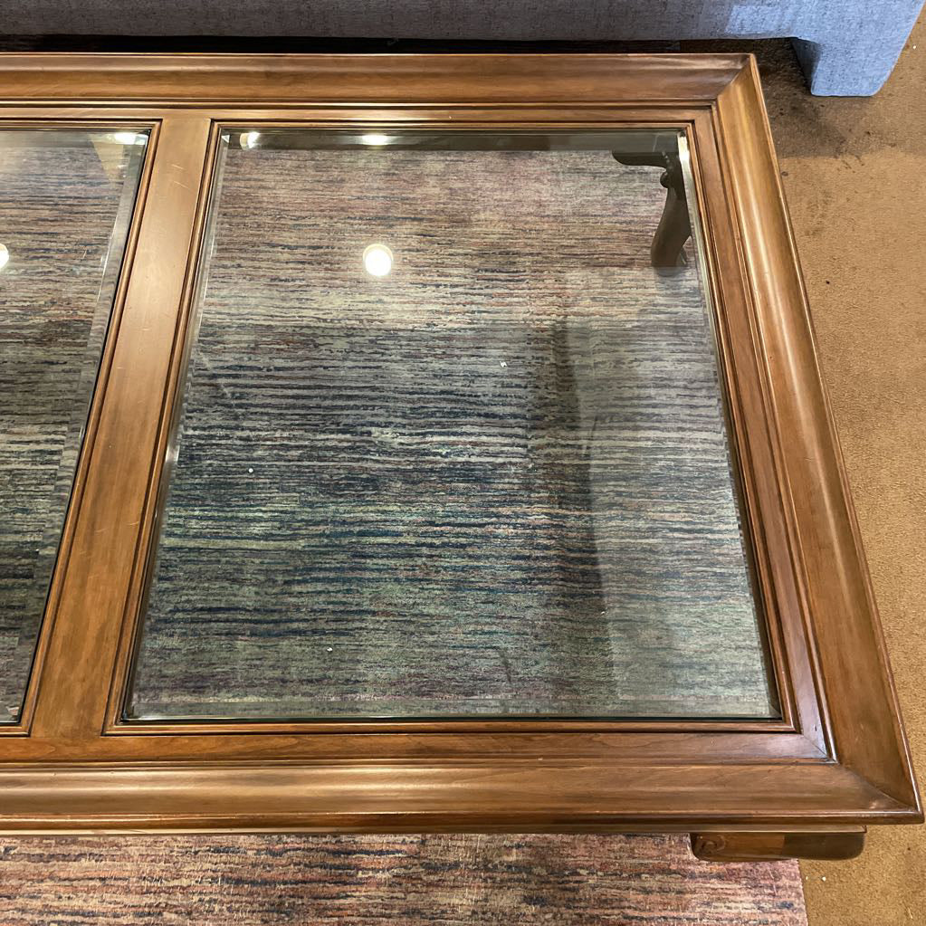 Wood & 2 Paned Beveled Glass Large Coffee Table C COFFEE TABLES
