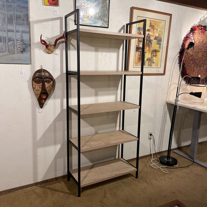 5 Tier Metal Frame Faux Wood Shelf C BOOKSHELVES