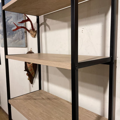 5 Tier Metal Frame Faux Wood Shelf C BOOKSHELVES