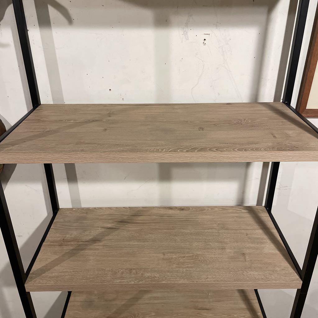 5 Tier Metal Frame Faux Wood Shelf C BOOKSHELVES