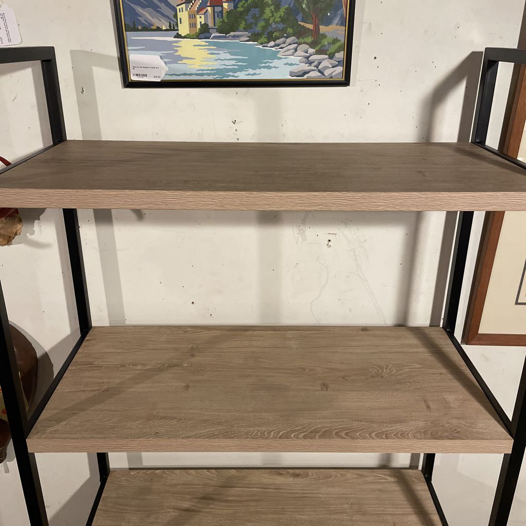 5 Tier Metal Frame Faux Wood Shelf C BOOKSHELVES