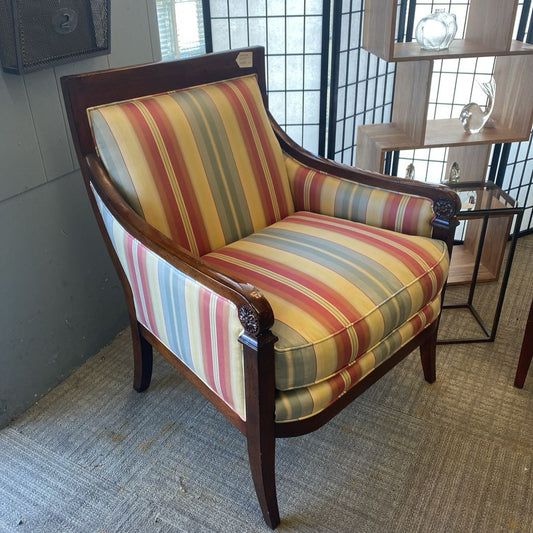 BAKER Neoclassic Silk Stripe Wood Armchair U ACCENT CHAIRS
