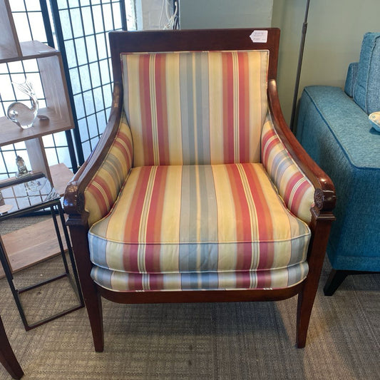 BAKER Neoclassic Silk Stripe Wood Armchair U ACCENT CHAIRS