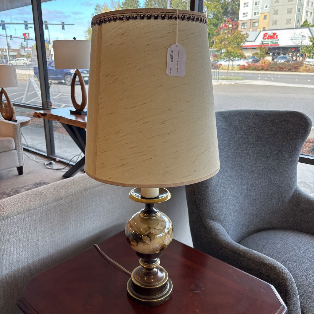 Vintage Brass & Glass Lamp LAMPS
