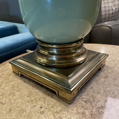Stiffel Green Egg Base Brass Table Lamp