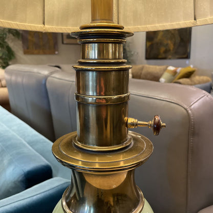 Stiffel Green Egg Base Brass Table Lamp