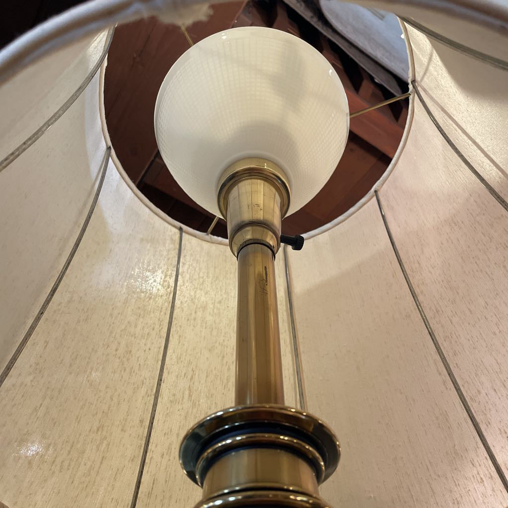 Stiffel Green Egg Base Brass Table Lamp