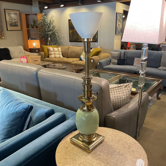 Stiffel Green Egg Base Brass Table Lamp ART