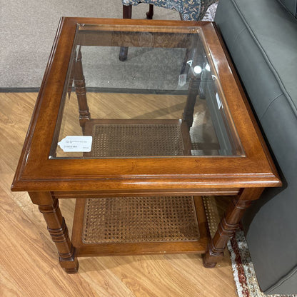 Solid Wood Woven Base Side Table
