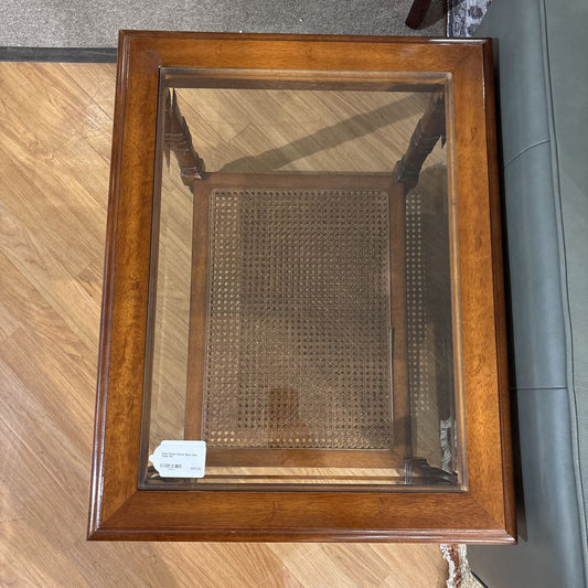 Solid Wood Woven Base Side Table C SIDE TABLES