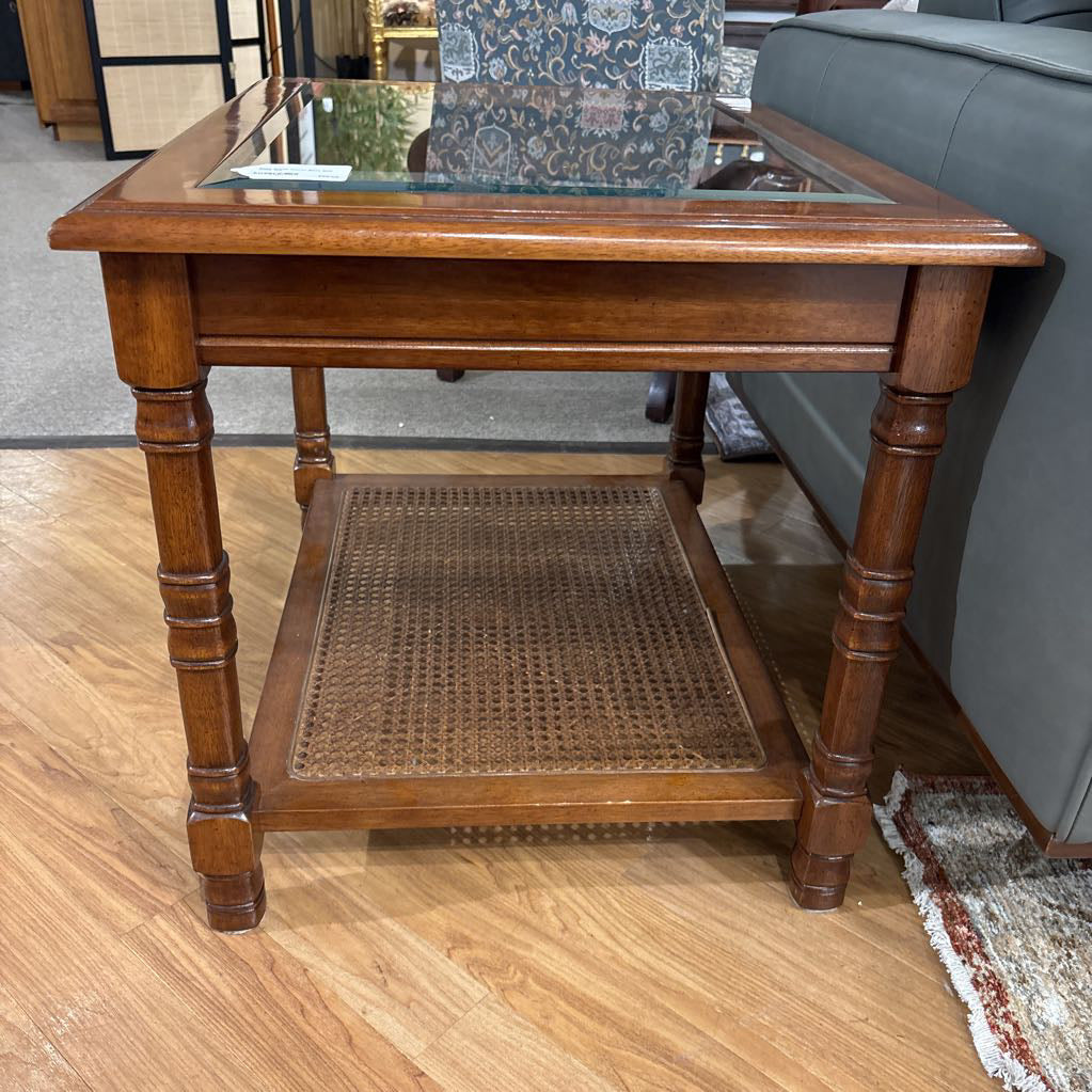 Solid Wood Woven Base Side Table