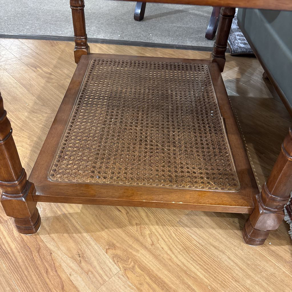 Solid Wood Woven Base Side Table