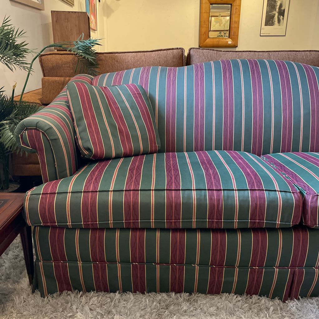 Thomasville Red & Green Striped Loveseat