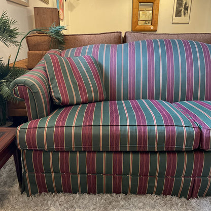 Thomasville Red & Green Striped Loveseat