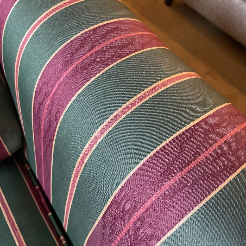 Thomasville Red & Green Striped Loveseat