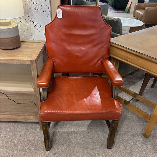 Vintage Regency Style Orange Leather Accent Chair U ACCENT CHAIRS