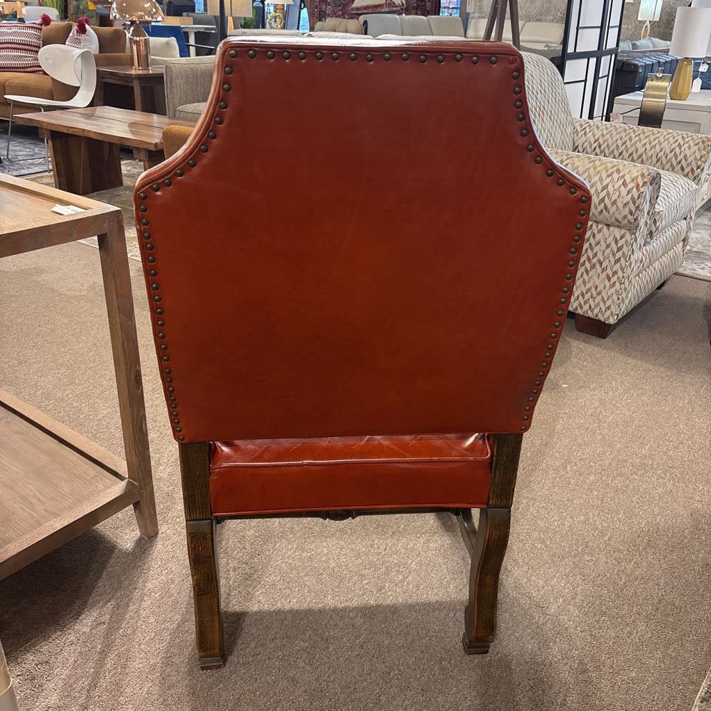 Vintage Regency Style Orange Leather Accent Chair