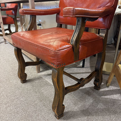 Vintage Regency Style Orange Leather Accent Chair