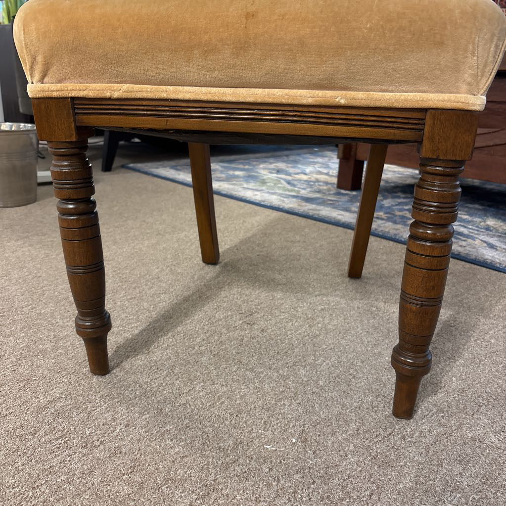 Vintage Cream Velvet & Wood Accent Chair
