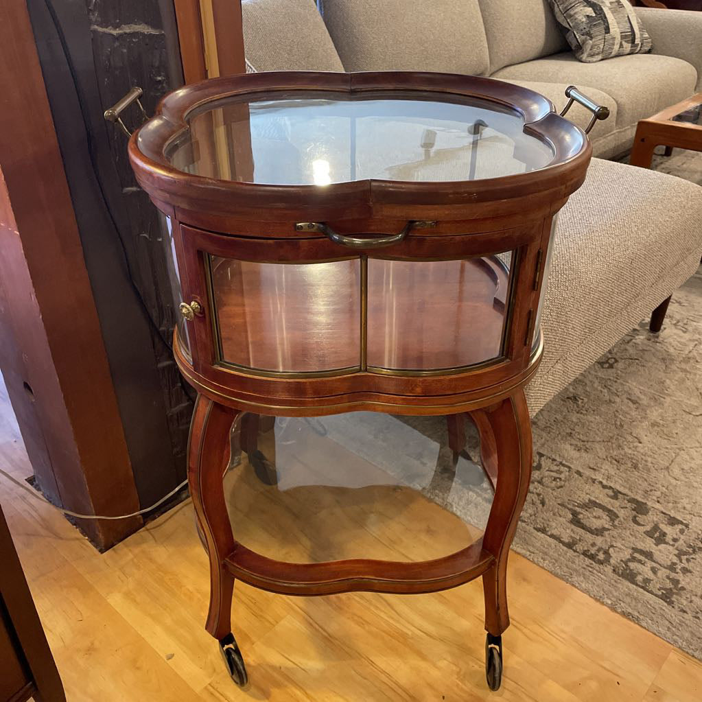 Antique French Clover Rolling Glass Bart Cart