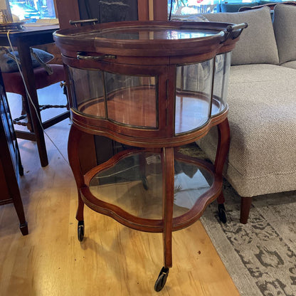 Antique French Clover Rolling Glass Bart Cart