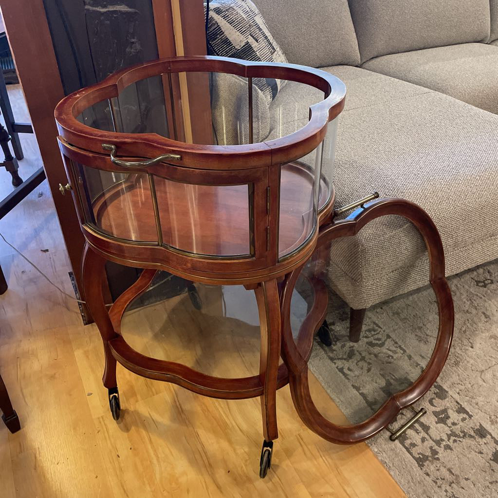 Antique French Clover Rolling Glass Bart Cart