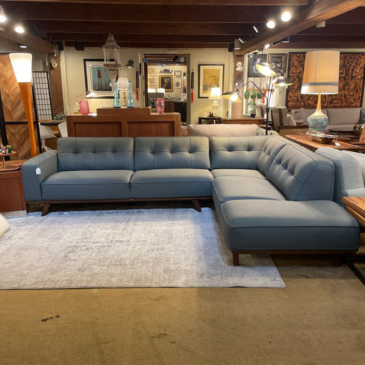 Odense Azure Leather RAF Sectional U SECTIONALS RAF