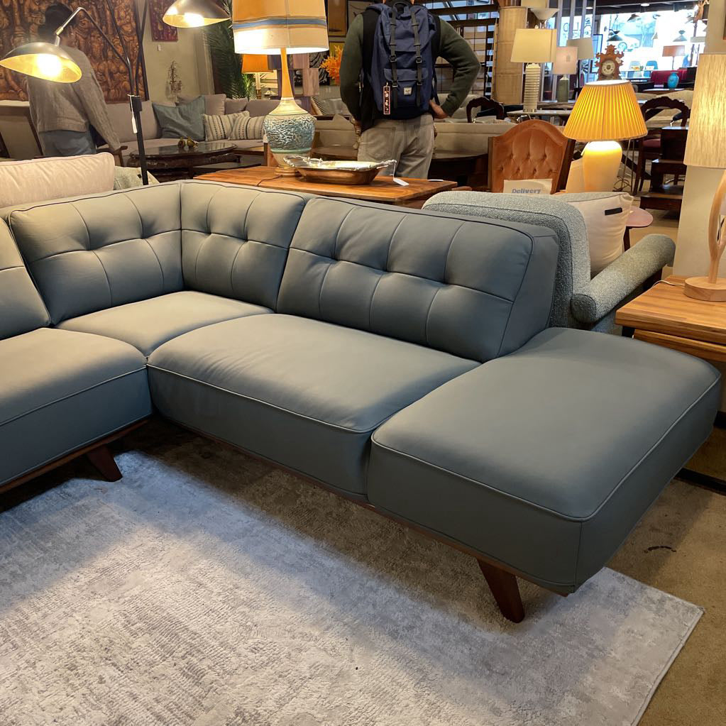 Odense Azure Leather RAF Sectional U SECTIONALS RAF