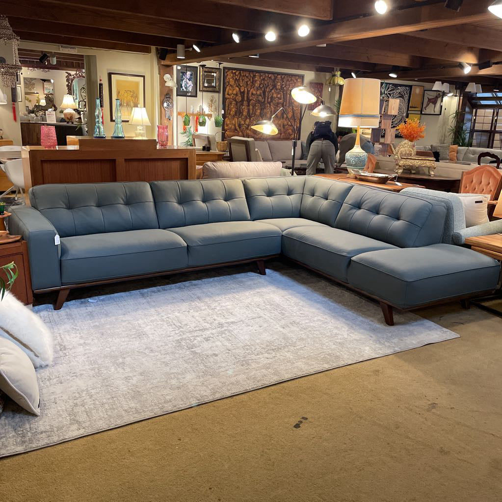 Odense Azure Leather RAF Sectional U SECTIONALS RAF