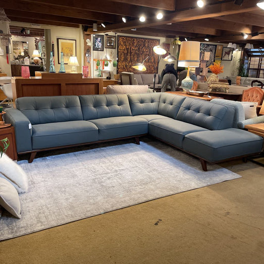 Odense Azure Leather RAF Sectional U SECTIONALS RAF