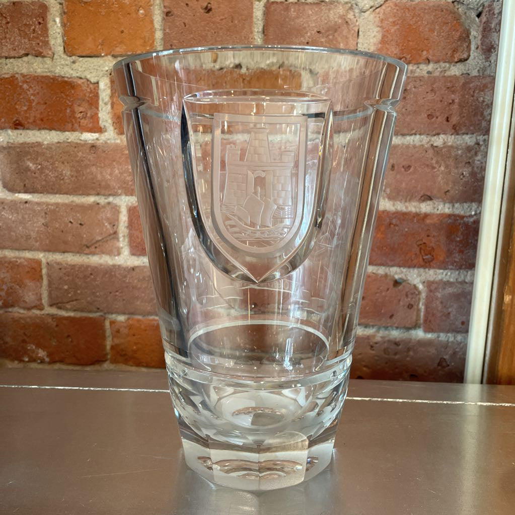 Big, Heavy Crystal Vase, Etched Beograd XVIII UNIQUE FINDS