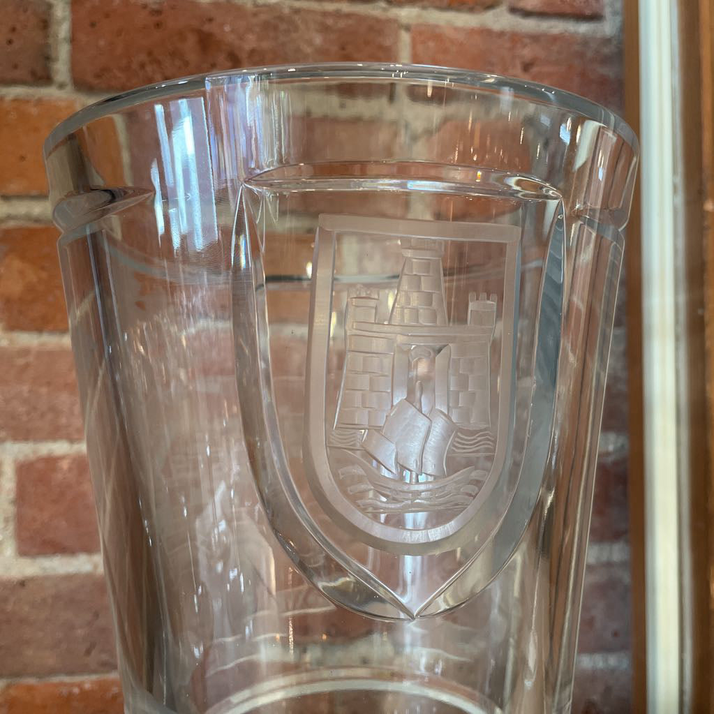 Big, Heavy Crystal Vase, Etched Beograd XVIII UNIQUE FINDS