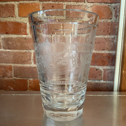 Big, Heavy Crystal Vase, Etched Beograd XVIII UNIQUE FINDS