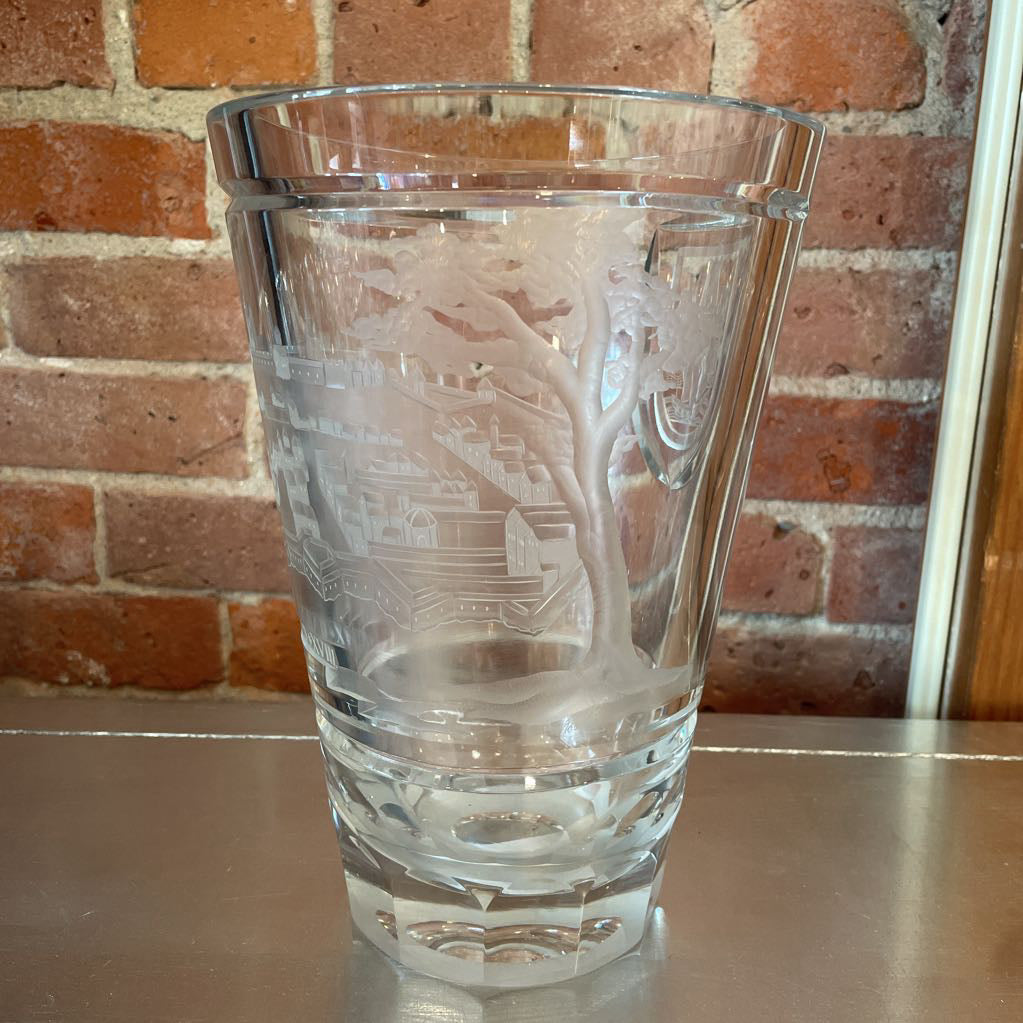 Big, Heavy Crystal Vase, Etched Beograd XVIII UNIQUE FINDS