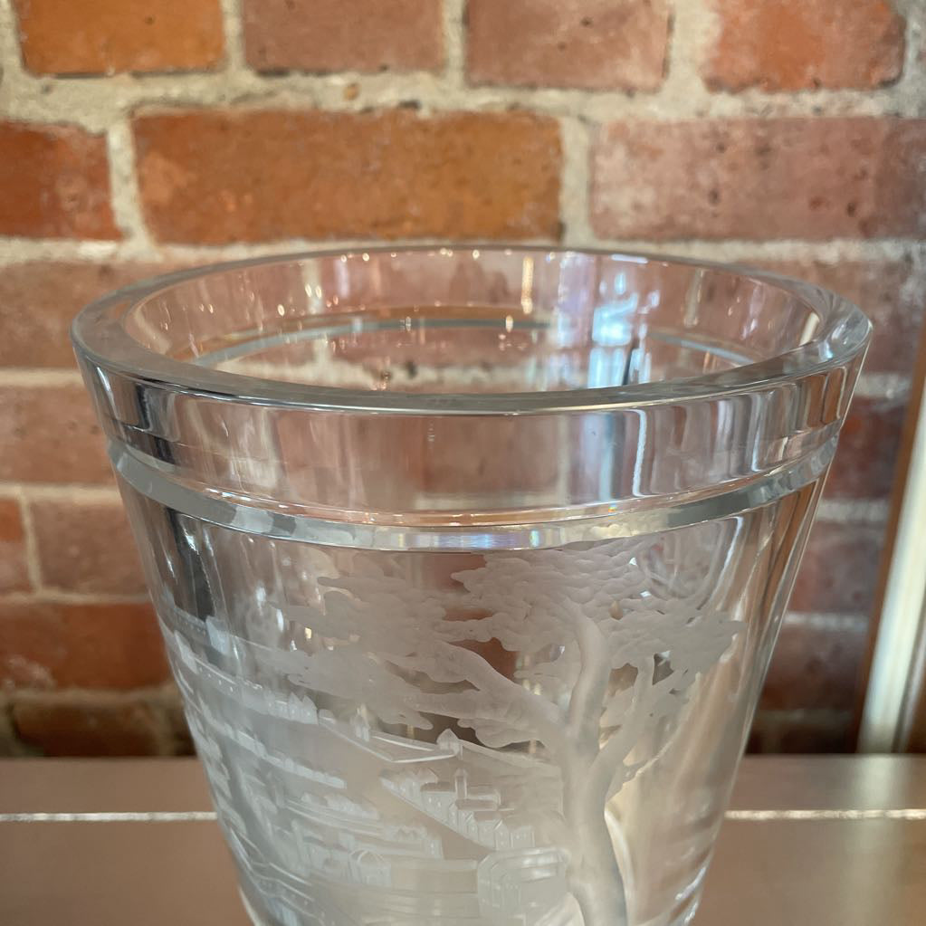 Big, Heavy Crystal Vase, Etched Beograd XVIII UNIQUE FINDS