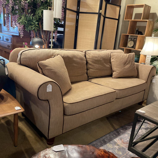 Baker Tan Patterned Rolled Arm Sofa U SOFAS