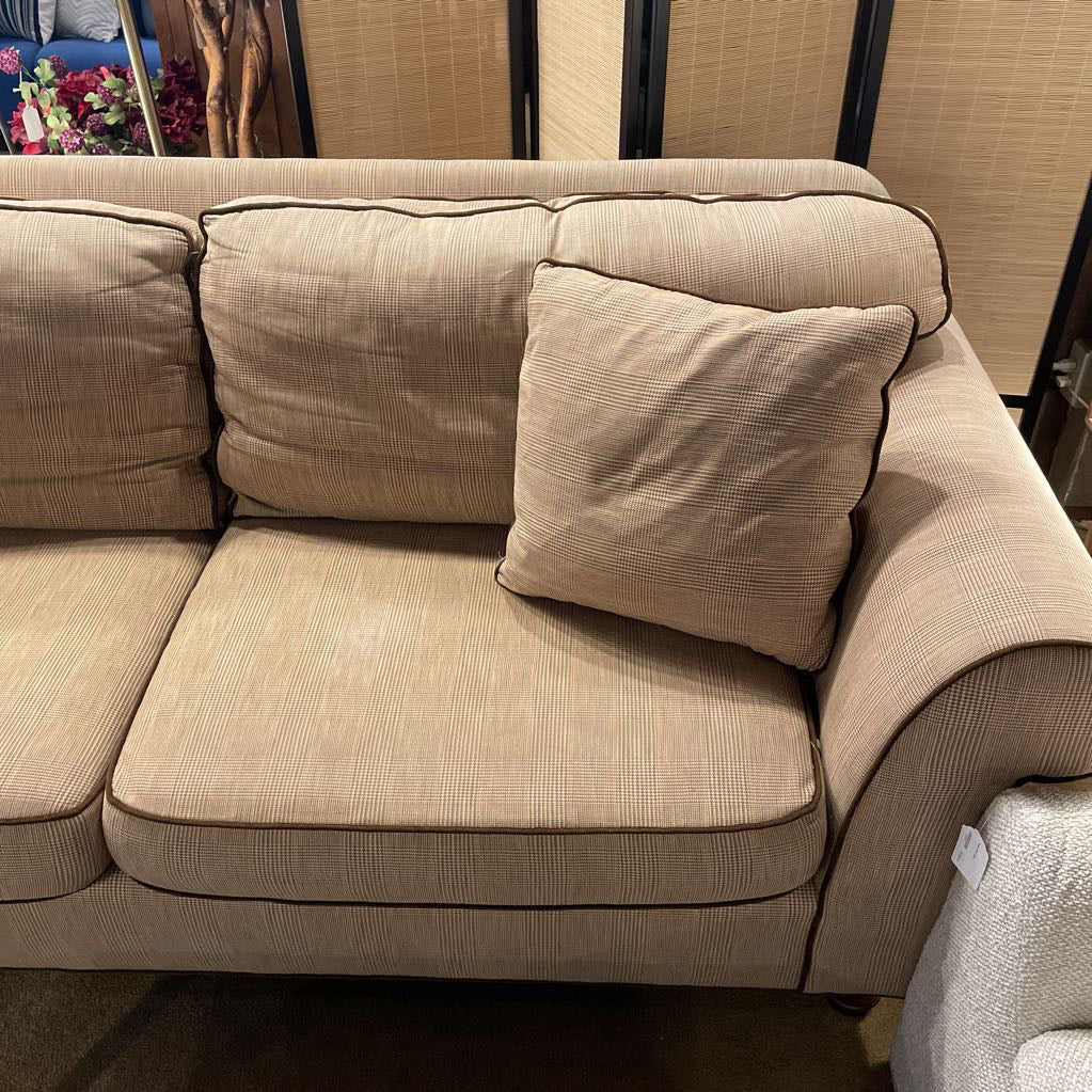 Baker Tan Patterned Rolled Arm Sofa U SOFAS